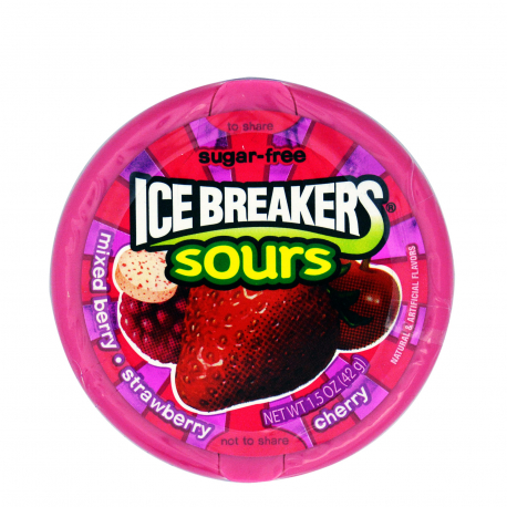 Ice breakers καραμέλες sours mixed berry, strawberry & cherry - προϊόντα που μας ξεχωρίζουν (42g)