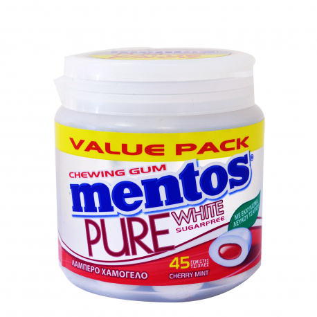 Mentos τσίχλες pure white cherry mint & εκχύλισμα λευκού τσαγιού (90g)