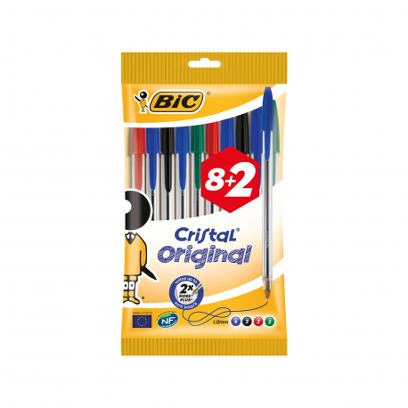 BIC ΣΤΥΛΟ CRISTAL ΔΙΑΦΟΡΑ ΧΡΩΜΑΤΑ (8+2)