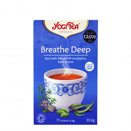 Yogi tea αφέψημα breath deep eucalyptus, basil, thyme - βιολογικό, vegan, προϊόντα που μας ξεχωρίζουν (17φακ.)