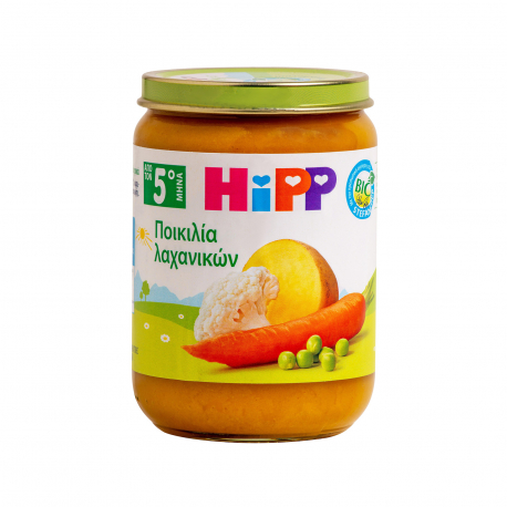 Hipp τροφή έτοιμη παιδική ποικιλία λαχανικών - βιολογικό, χωρίς γλουτένη 4+ μηνών (190g)