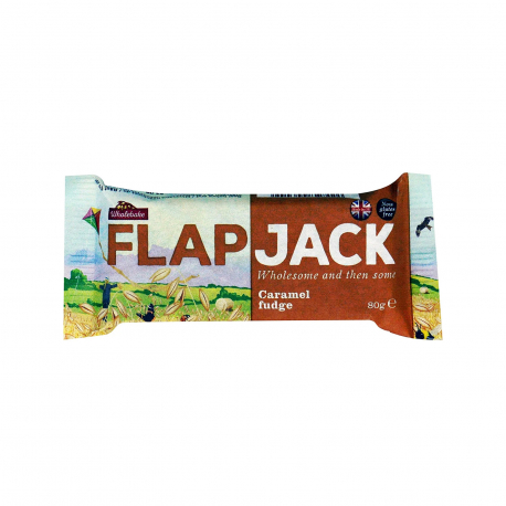 Wholebake μπάρα βρώμης flapjack caramel fudge - χωρίς γλουτένη, vegetarian, προϊόντα που μας ξεχωρίζουν (80g)