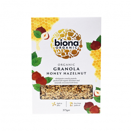 Biona δημητριακά granola honey hazelnut - βιολογικό (375g)