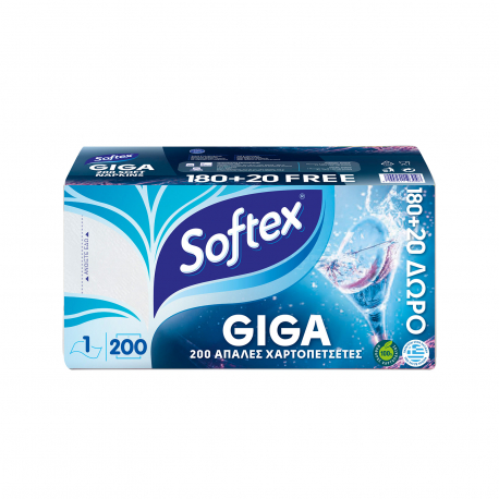 SOFTEX ΧΑΡΤΟΠΕΤΣΕΤΕΣ ΜΕΣΑΙΕΣ GIGA 386 ΓΡ (180τεμ) (20τεμ ΠΕΡΙΣΣΟΤΕΡΟ ΠΡΟΙΟΝ)