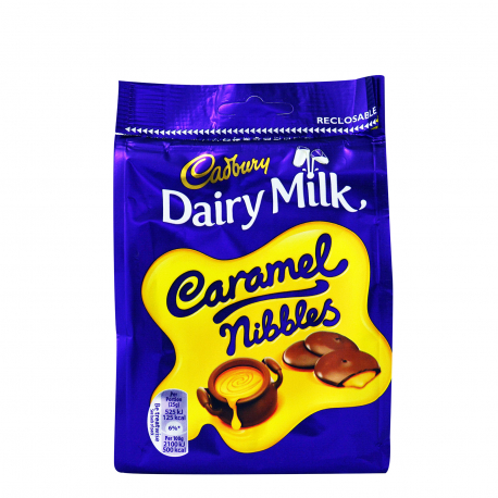 Cadbury σοκολατάκια γάλακτος dairy milk caramel nibbles - vegetarian, vegan, προϊόντα που μας ξεχωρίζουν (120g)