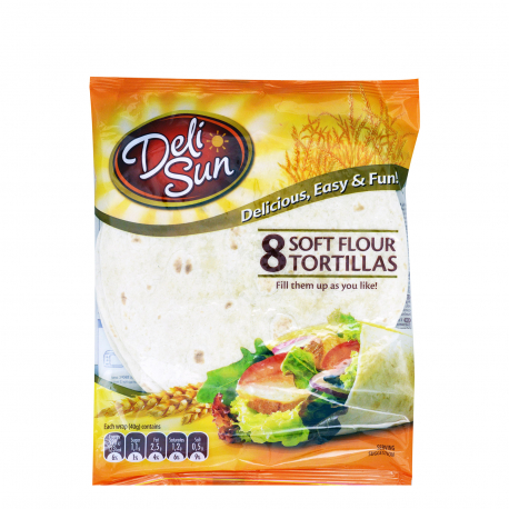 Deli sun πίτες τορτίγια soft flour - vegetarian, vegan, προϊόντα που μας ξεχωρίζουν 8 τεμάχια (320g)