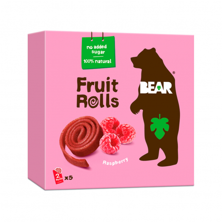 BEAR ΣΝΑΚ ΑΠΟΞΗΡΑΜΕΝΟΥ ΦΡΟΥΤΟΥ ΠΑΙΔΙΚΟ FRUIT ROLLS RASPBERRY - Χωρίς γλουτένη,Vegan,Προϊόντα που μας ξεχωρίζουν (5x20g)