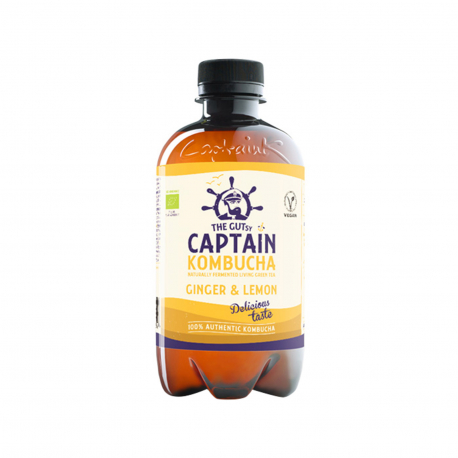 Captain kombucha ρόφημα τσαγιού ginger lemon - βιολογικό, χωρίς γλουτένη, vegetarian, vegan, προϊόντα που μας ξεχωρίζουν (400ml)