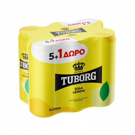 Tuborg αναψυκτικό σόδα lemon (330ml) (5+1)