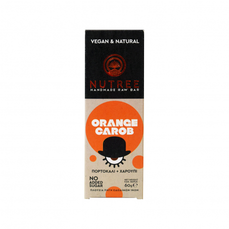 Nutree μπάρα ενέργειας πορτοκάλι - χαρούπι - χωρίς γλουτένη, vegan (60g)