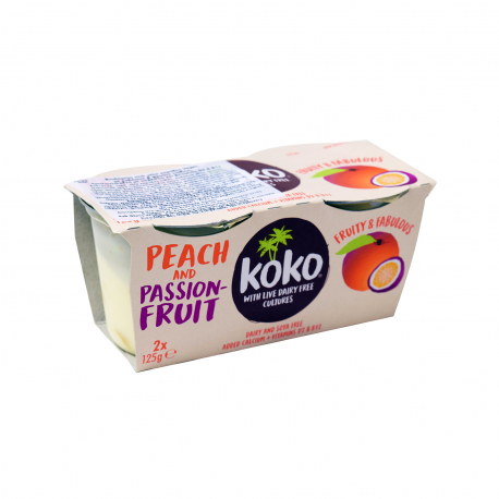 Koko επιδόρπιο φυτικό καρύδας dairy & soya free peach & passion fruit - χωρίς γλουτένη, χωρίς λακτόζη, vegan (2x125g)