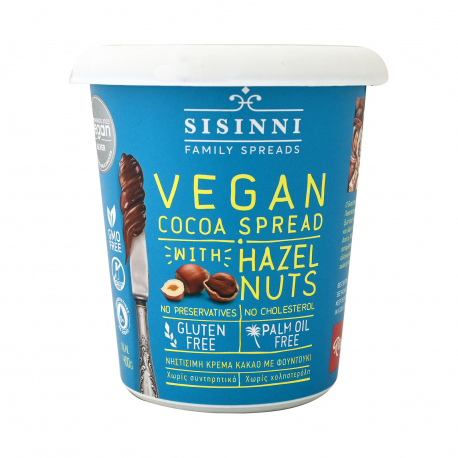 Sisinni προϊόν επάλειψης φυτικό κρέμα κακάο με φουντούκι - χωρίς γλουτένη, χωρίς λακτόζη, vegan (400g)