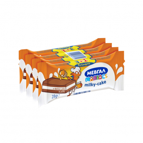 Μεβγάλ σνακ παιδικό maniacs milky cake με φρέσκο γάλα & μέλι (4x28g) (3+1)