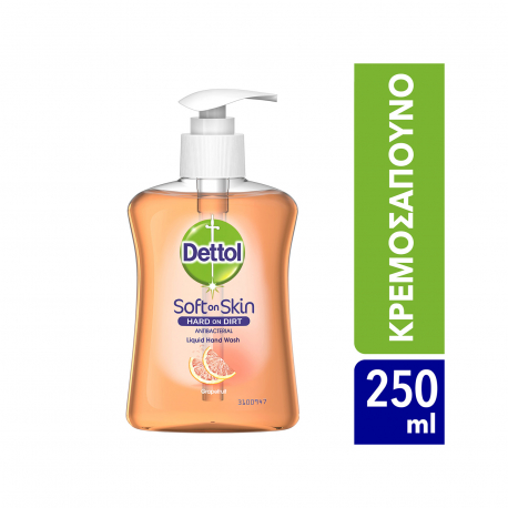 Dettol υγρό κρεμοσάπουνο soft on skin αντιβακτηριδιακό/ grapefruit (250ml)