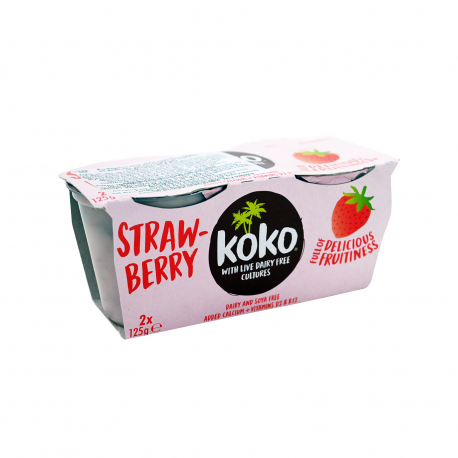 Koko επιδόρπιο φυτικό καρύδας dairy & soya free φράουλα - χωρίς γλουτένη, χωρίς λακτόζη, vegan (2x125g)
