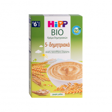Hipp κρέμα σε σκόνη παιδική 5 δημητριακών χωρίς γάλα - βιολογικό 6+ μηνών (200g)