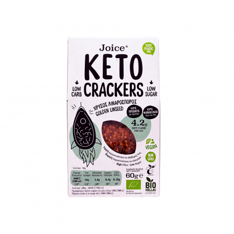 Joice foods κράκερ keto με χρυσό λιναρόσπορο - βιολογικό, vegan (60g)
