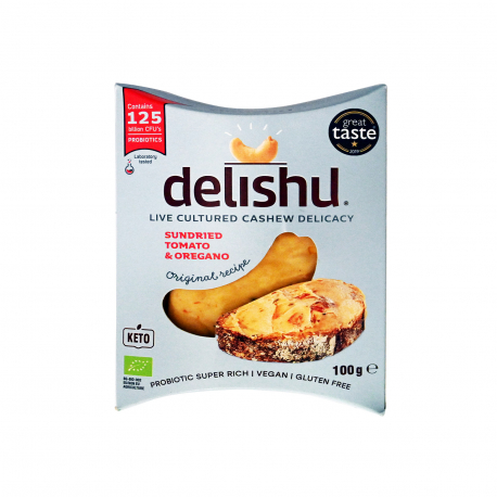 Delishu φυτικό προϊόν από κάσιους με τομάτα & ρίγανη - βιολογικό, χωρίς γλουτένη, χωρίς λακτόζη, vegan (100g)