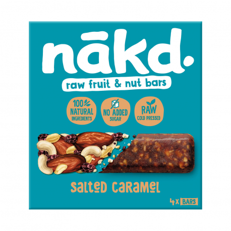 Nakd μπάρα φρούτων & ξηρών καρπών salted caramel - χωρίς γλουτένη (4x35g)