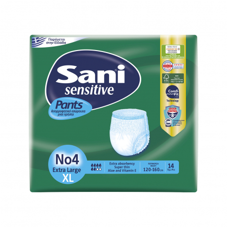 SANI ΕΣΩΡΟΥΧΑ ΑΚΡΑΤΕΙΑΣ SENSITIVE PANTS N4/EXTRA LARGE/ΠΕΡΙΦΕΡΕΙΑ 120-160CM (14τεμ)