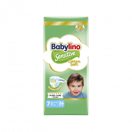 BABYLINO ΠΑΝΕΣ ΠΑΙΔΙΚΕΣ SENSITIVE COTTON SOFT ΝΟ 7 / 15 KG + (36τεμ)