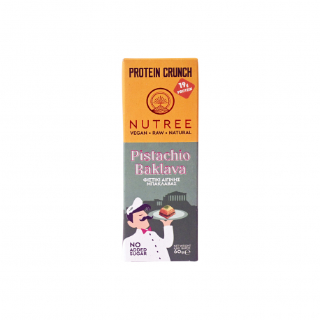 Nutree μπάρα πρωτεΐνης protein crunch pistachio baklava - βιολογικό, χωρίς γλουτένη (60g)