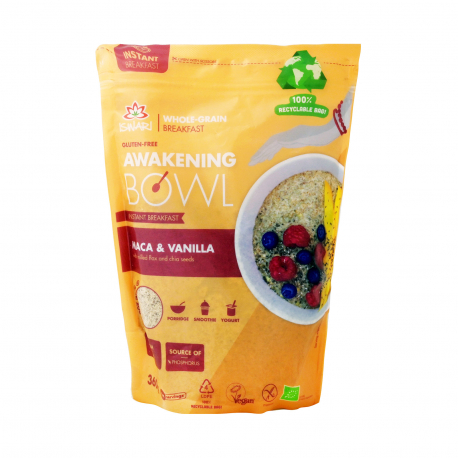 Iswari μείγμα για πρωϊνό awakening bowl maca & vanilla - βιολογικό, χωρίς γλουτένη, vegan (360g)