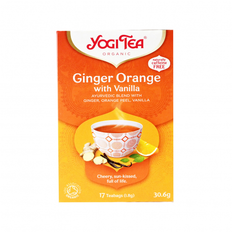 Yogi tea αφέψημα ginger orange with vanilla - βιολογικό (17φακ.)