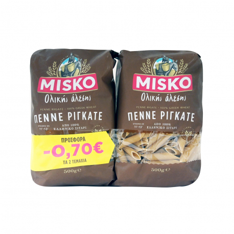 Misko πάστα ζυμαρικών ολικής αλέσεως πέννε ριγκάτε (500g) (-0.7€)