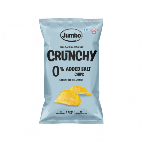Jumbo τσιπς πατατάκια crunchy χωρίς προσθήκη αλατιού - χωρίς γλουτένη, χαμηλή τιμή (140g)