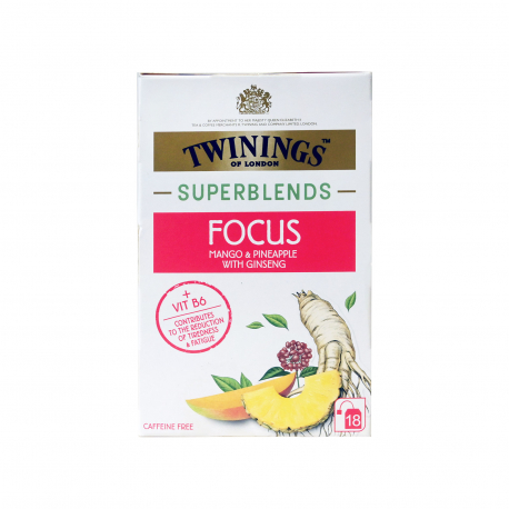 Twinings αφέψημα superblends focus mango & pineapple with ginseng (18φακ.)