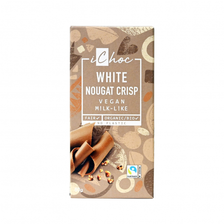 Ichoc σοκολάτα λευκή white nougat crisp - βιολογικό, vegan (80g)