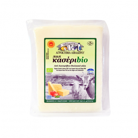 Αγρόκτημα Λιβαδερού τυρί κασέρι αιγοπρόβειο - βιολογικό, από κατσικίσιο γάλα, από πρόβειο γάλα (250g)