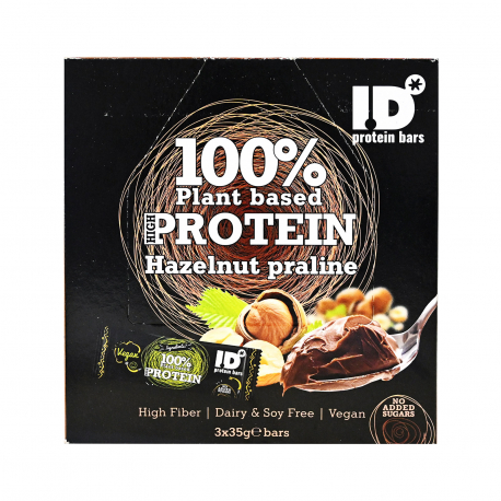 I.D μπάρα πρωτεΐνης protein hazelnut praline - vegan (3x35g)