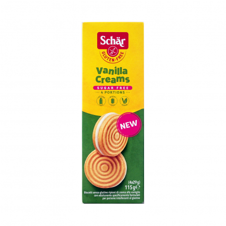 Schar μπισκότα γεμιστά vanilla creams - χωρίς γλουτένη, χωρίς λακτόζη, vegan (115g)