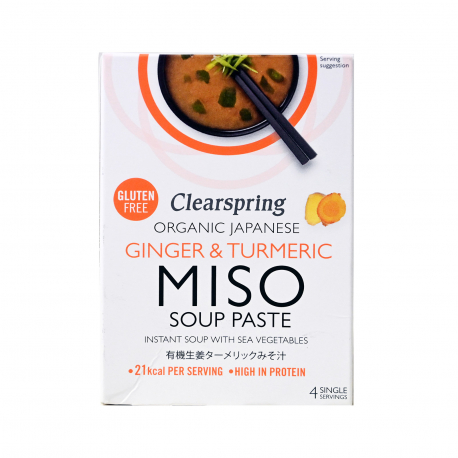 Clearspring σούπα στιγμής miso soup ginger & turmeric - βιολογικό, χωρίς γλουτένη, vegan (4x15g)