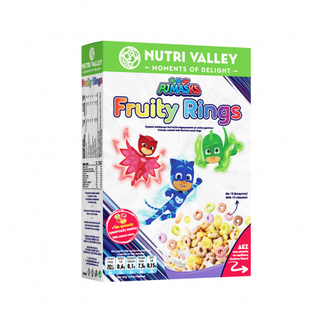 Nutri valley δημητριακά pj masks fruity rings (375g)