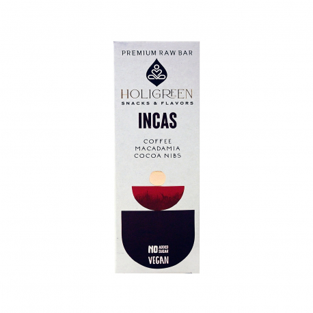 HOLIGREEN ΜΠΑΡΑ ΩΜΗ INCAS COFFEE, MACADAMIA, COCOA NIBS - Χωρίς γλουτένη,Vegan (60g)