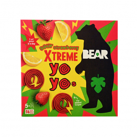 Bear φρουτολωρίδες extreme yoyos sour strawberry - χωρίς γλουτένη, vegan (100g)