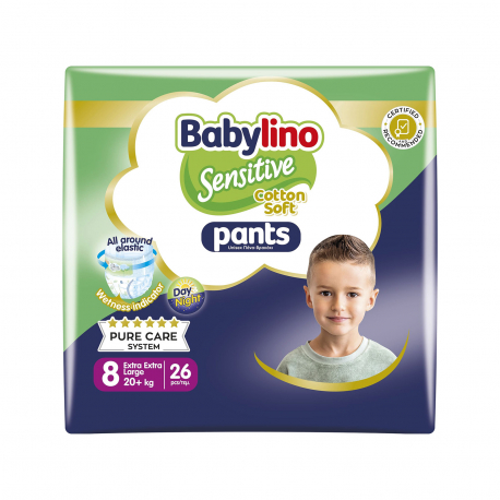 BABYLINO ΠΑΝΕΣ ΒΡΑΚΑΚΙ ΠΑΙΔΙΚΕΣ SENSITIVE Ν0 8 / 20+ KG (26τεμ)