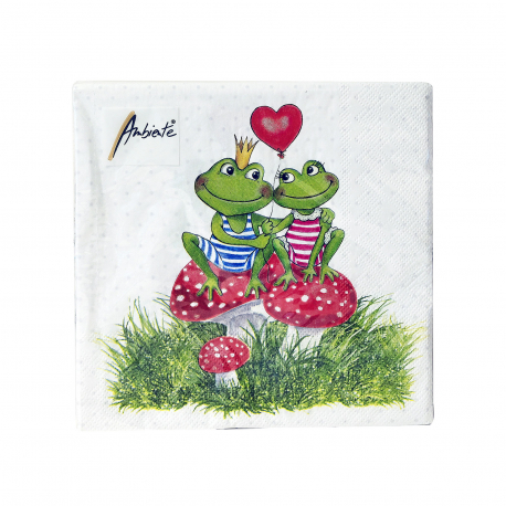 Ambiente χαρτοπετσέτες μεσαίες frogs in love - προϊόντα που μας ξεχωρίζουν 33x33εκ. (20τεμ.) (120g)