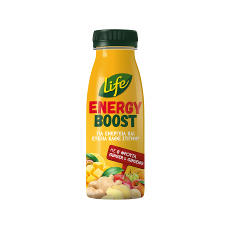 Life χυμός energy boost με 8 φρούτα ginger & ginseng (250ml)