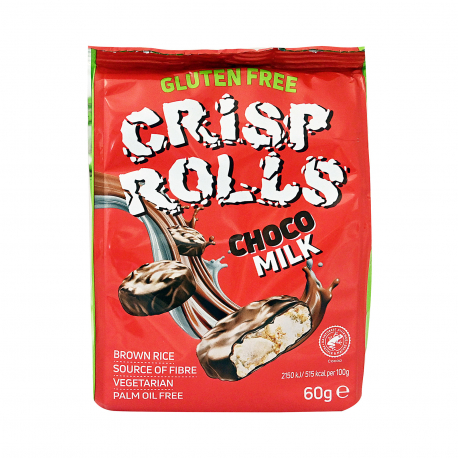 Crisp rolls σνακ ρυζιού choco milk - χωρίς γλουτένη (60g)