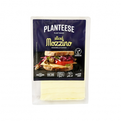 Planteese φυτικό προϊόν mozzino γεύση mozzarella - χωρίς γλουτένη, χωρίς λακτόζη, vegan σε φέτες (140g)