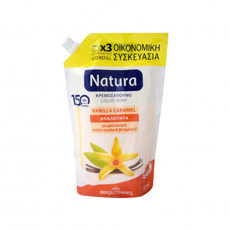 Papoutsanis υγρό κρεμοσάπουνο ανταλλακτικό natura vanilla caramel (750ml)