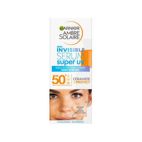 Garnier αντηλιακό προσώπου ambre solaire invisible serum uv very high, spf50+ (30ml)