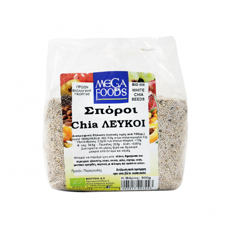 MEGA FOODS ΣΠΟΡΟΙ CHIA ΛΕΥΚΟΙ - Βιολογικό (300g)