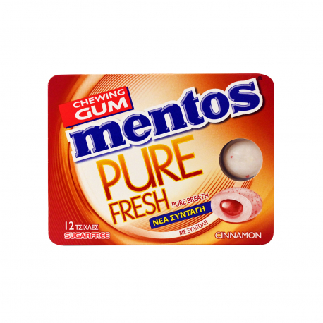 Mentos τσίχλες pure fresh cinnamon - χωρίς ζάχαρη (18g)