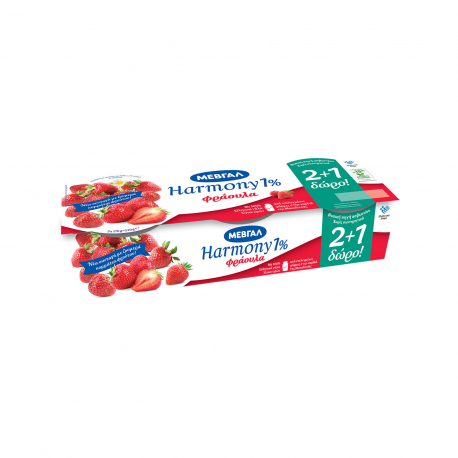 Μεβγάλ επιδόρπιο γιαουρτιού harmony φράουλα 1% (3x170g) (2+1)