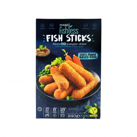 MEGA FISHLESS ΚΡΟΚΕΤΕΣ ΨΑΡΙΟΥ ΠΑΝΑΡΙΣΜΕΝΕΣ ΚΤΨ FISH - Vegan (240g)